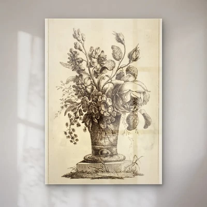 Botanik İllüstrasyon Vazoda Çiçek Buketi No. 13 cam tablo — Botanik İllüstrasyon Vazoda Çiçek Buketi No. 13 — botanik i̇llüstrasyon vazoda çiçek buketi