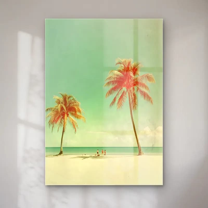Pastel Palmiyeli Tropik Sahil No. 5 cam tablo — Pastel Palmiyeli Tropik Sahil No. 5 — pastel palmiyeli tropik sahil