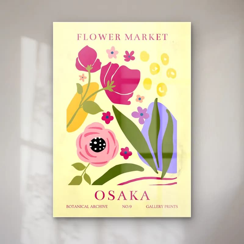 Boho Çiçek Deseni No. 50 cam tablo — Boho Çiçek Deseni No. 50 — boho çiçek deseni