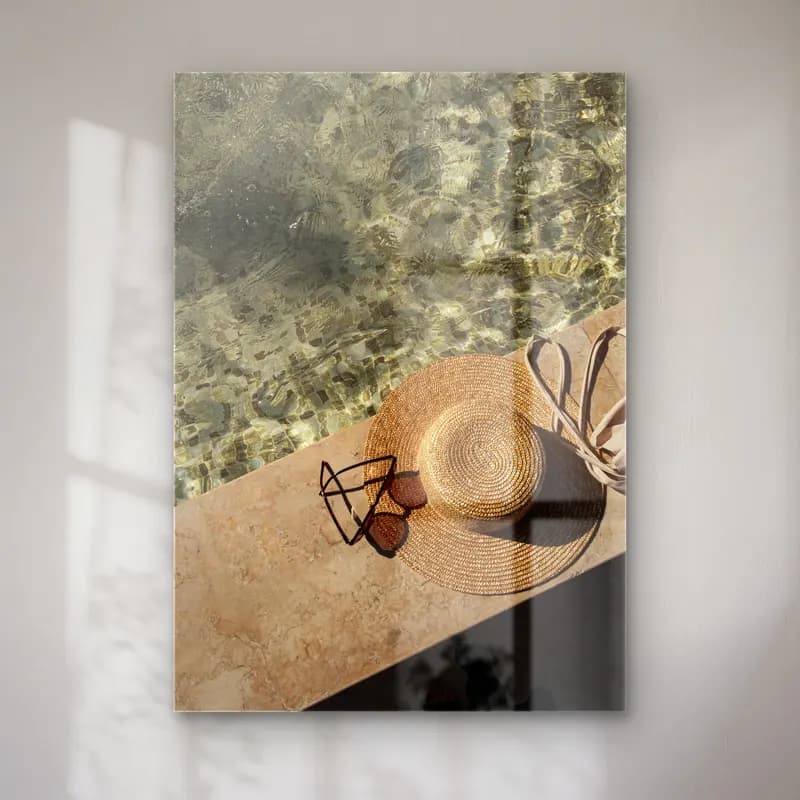 Boho Şapkalı Kadın No. 2 cam tablo — Boho Şapkalı Kadın No. 2 — boho şapkalı kadın