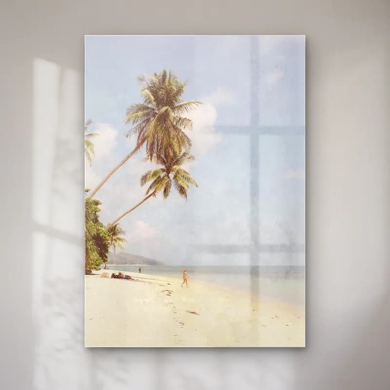 Pastel Palmiyeli Tropik Sahil No. 14 cam tablo — Pastel Palmiyeli Tropik Sahil No. 14 — pastel palmiyeli tropik sahil