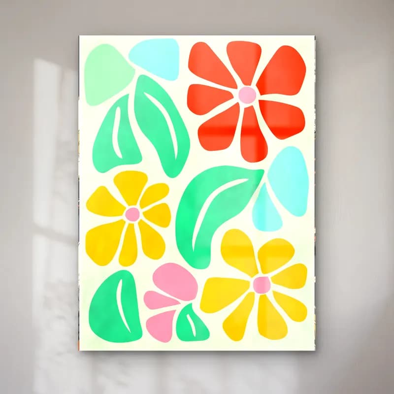 Retro Çiçek Deseni No. 75 cam tablo — Retro Çiçek Deseni No. 75 — retro çiçek deseni