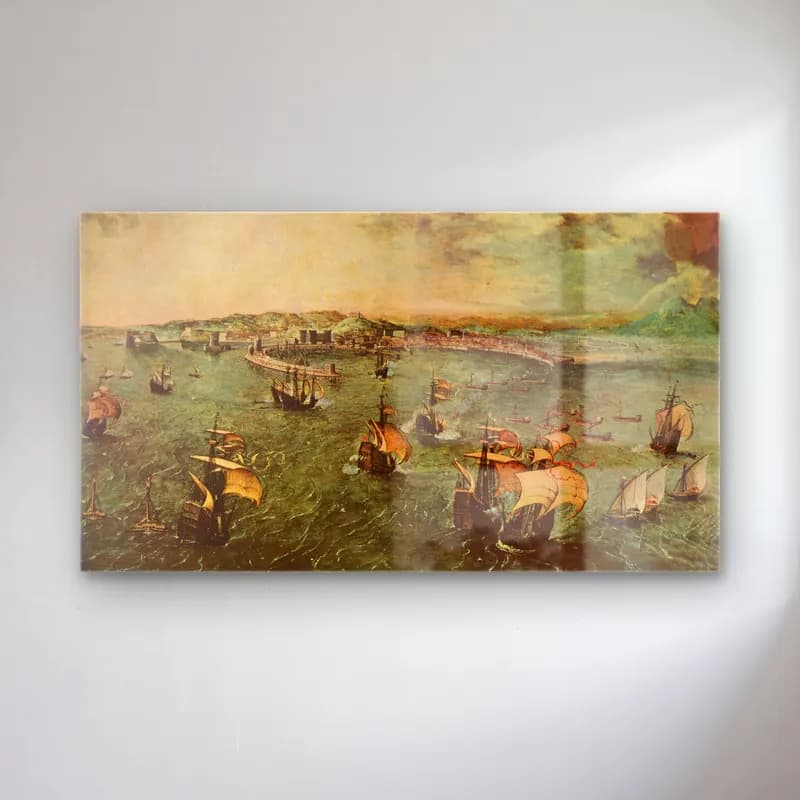 Pieter Bruegel – Naval Battle in the Gulf of Naples cam tablo — Pieter Bruegel – Naval Battle in the Gulf of Naples — vintage liman ve tekneler