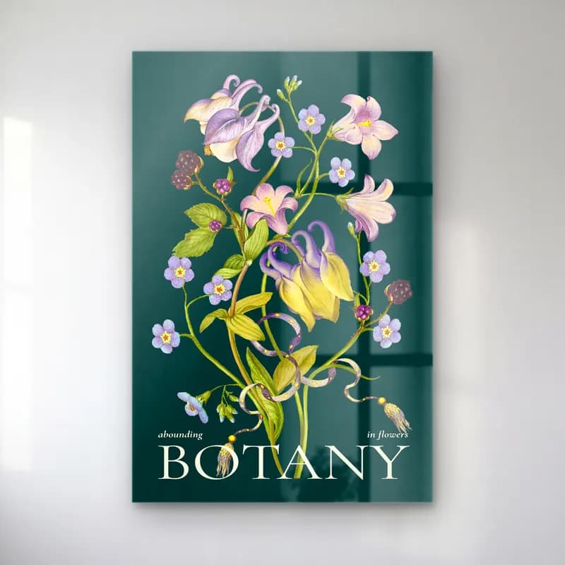 Botanik İllüstrasyon Çiçek Deseni No. 47 cam tablo — Botanik İllüstrasyon Çiçek Deseni No. 47 — botanik i̇llüstrasyon çiçek deseni