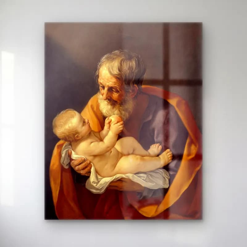 Guido Reni – Saint Joseph and the Christ Child cam tablo — Guido Reni – Saint Joseph and the Christ Child — yağlı boya noel baba