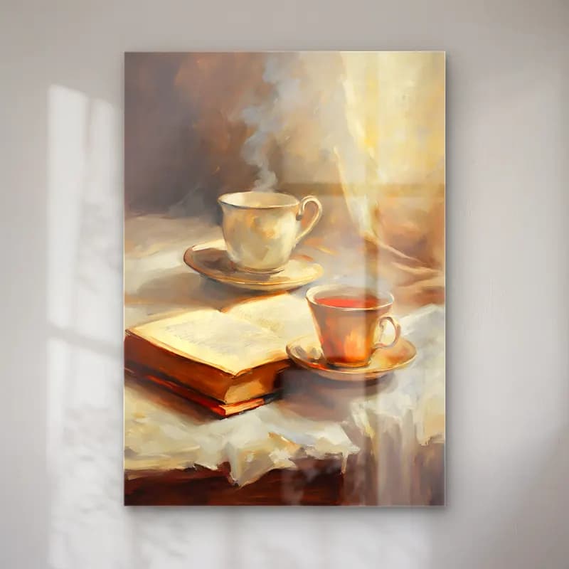 Yağlı Boya Çay Fincanı No. 7 cam tablo — Yağlı Boya Çay Fincanı No. 7 — yağlı boya çay fincanı