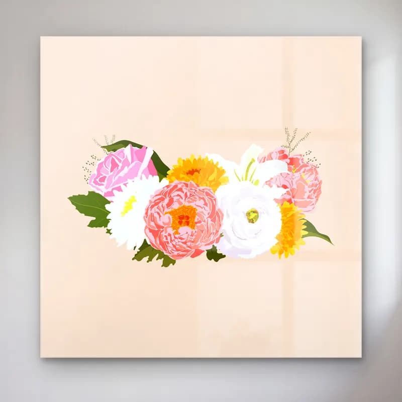 Pastel Vazoda Çiçek Buketi No. 10 cam tablo — Pastel Vazoda Çiçek Buketi No. 10 — pastel vazoda çiçek buketi