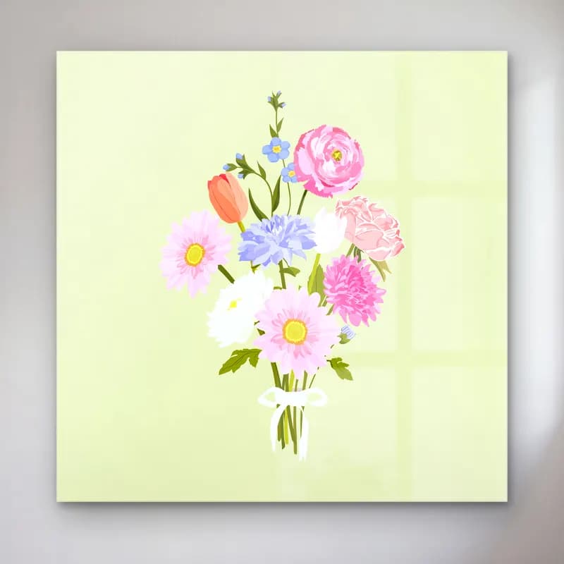 Pastel Vazoda Çiçek Buketi No. 11 cam tablo — Pastel Vazoda Çiçek Buketi No. 11 — pastel vazoda çiçek buketi