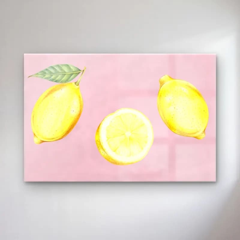 Botanik İllüstrasyon Limonlar No. 5 cam tablo — Botanik İllüstrasyon Limonlar No. 5 — botanik i̇llüstrasyon limonlar