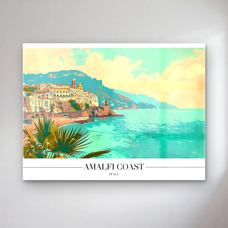 Vintage Poster Akdeniz Sahil Kasabası No. 16 cam tablo — Vintage Poster Akdeniz Sahil Kasabası No. 16 — vintage poster akdeniz sahil kasabası