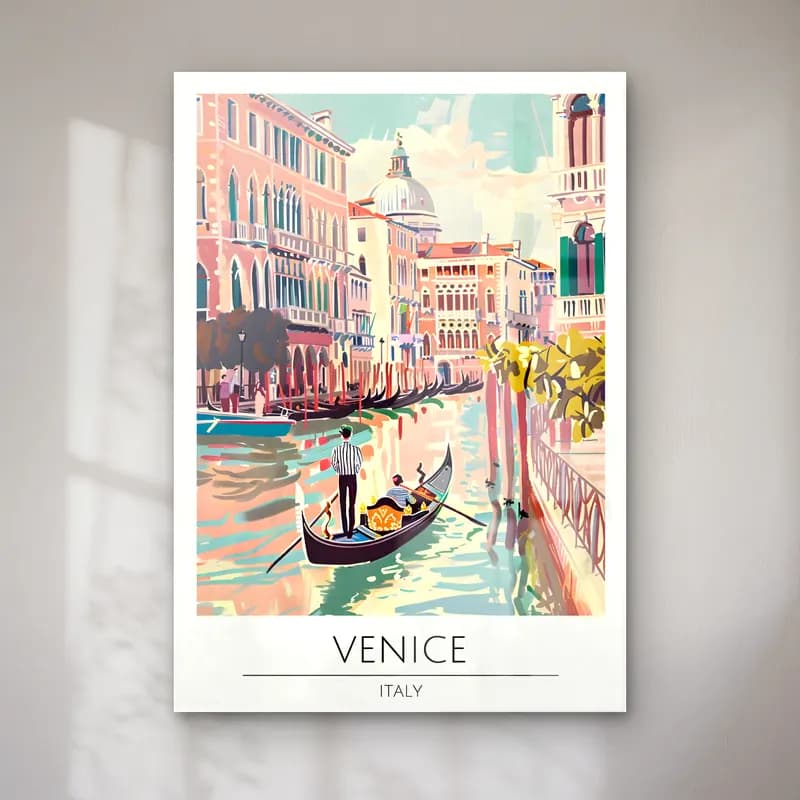 Vintage Poster Venedik Kanalları – Pembe Tonlar cam tablo — Vintage Poster Venedik Kanalları – Pembe Tonlar — vintage poster venedik kanalları