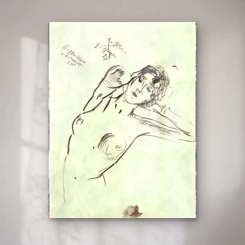 Isaac Israels – Vrouwelijk naakt cam tablo — Isaac Israels – Vrouwelijk naakt — çizgi sanatı figür çalışması