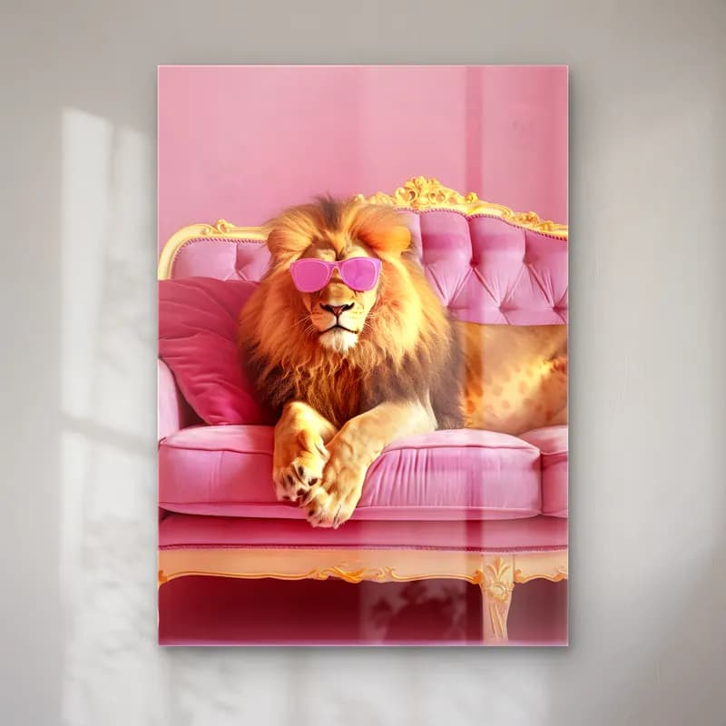 Maksimalist Aslan – Pembe Tonlar cam tablo — Maksimalist Aslan – Pembe Tonlar — maksimalist aslan