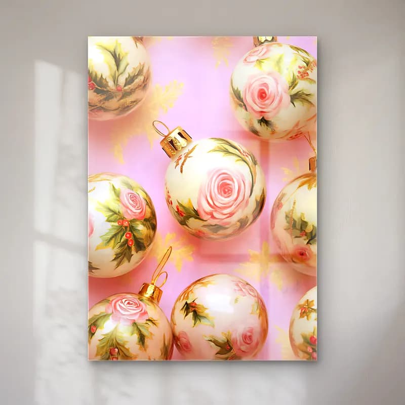 Pastel Yılbaşı Süsleri No. 15 cam tablo — Pastel Yılbaşı Süsleri No. 15 — pastel yılbaşı süsleri