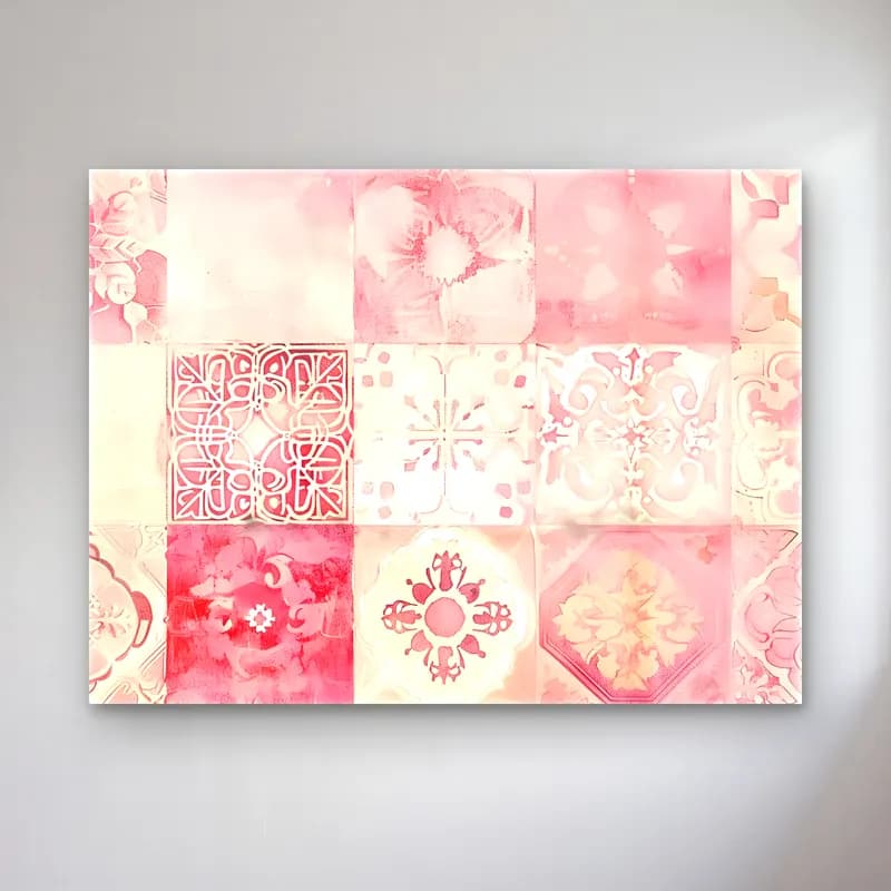 Pastel Çiçek Deseni No. 50 cam tablo — Pastel Çiçek Deseni No. 50 — pastel çiçek deseni