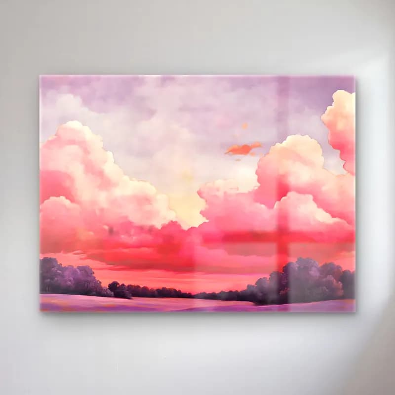 Pastel Bulutlu Gökyüzü – Pembe Tonlar cam tablo — Pastel Bulutlu Gökyüzü – Pembe Tonlar — pastel bulutlu gökyüzü