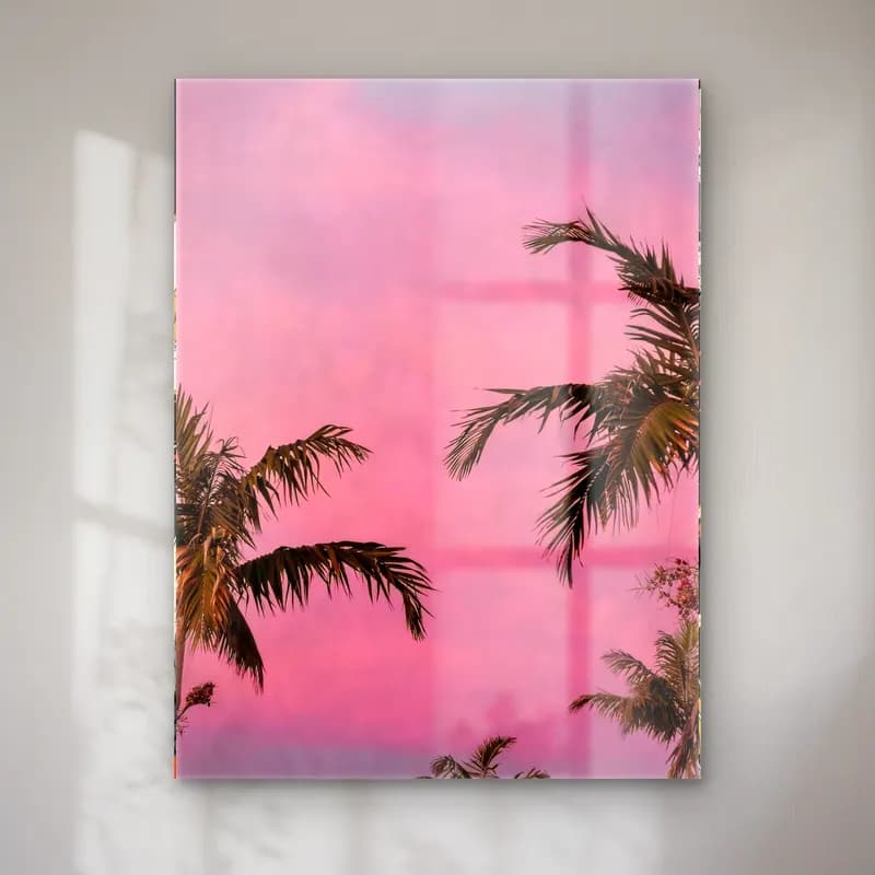 Pastel Palmiyeli Tropik Sahil No. 31 cam tablo — Pastel Palmiyeli Tropik Sahil No. 31 — pastel palmiyeli tropik sahil