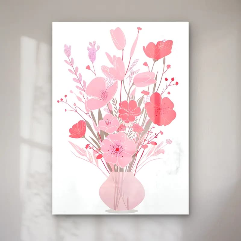 Pastel Vazoda Çiçek Buketi No. 6 cam tablo — Pastel Vazoda Çiçek Buketi No. 6 — pastel vazoda çiçek buketi