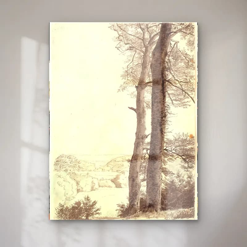 Karakalem Orman – Siyah Beyaz Tonlar cam tablo — Karakalem Orman – Siyah Beyaz Tonlar — karakalem orman