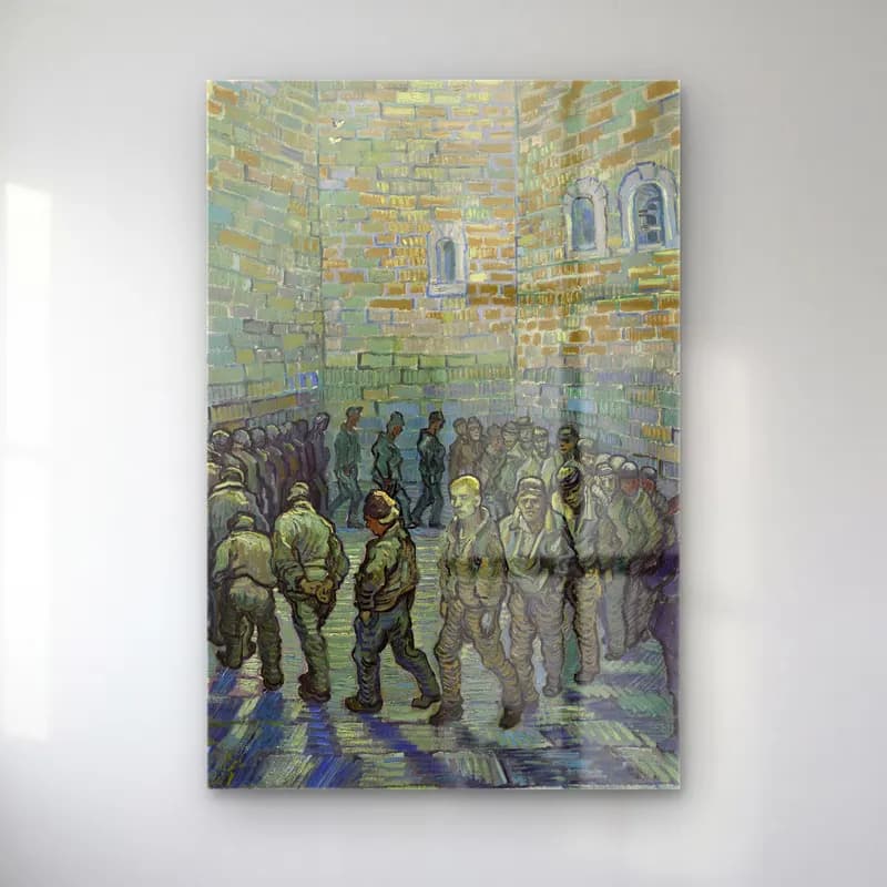 Vincent van Gogh – Prisoners Exercising cam tablo — Vincent van Gogh – Prisoners Exercising — empresyonist savaş sahnesi