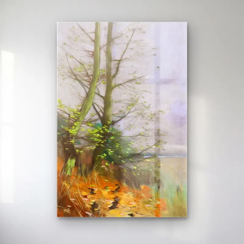Karl Hagemeister – Herbst – Pastel Tonlar cam tablo — Karl Hagemeister – Herbst – Pastel Tonlar — yağlı boya orman