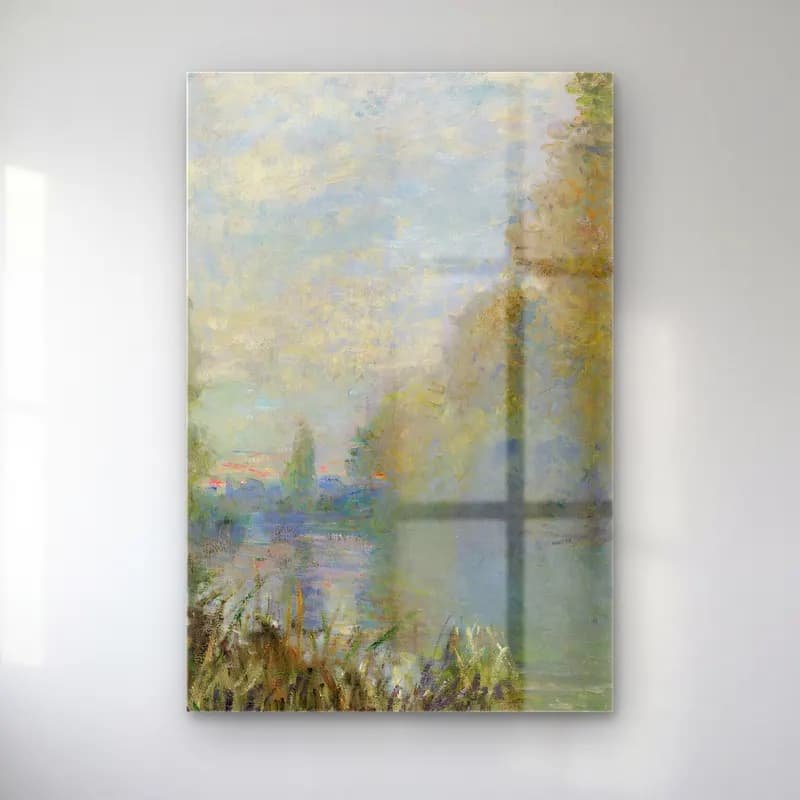 Claude Monet – Bords De La Seine En Automne cam tablo — Claude Monet – Bords De La Seine En Automne — empresyonist kırda nehir