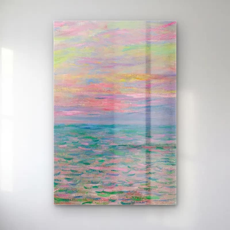 Claude Monet – Coucher De Soleil À Pourville, Pleine Mer cam tablo — Claude Monet – Coucher De Soleil À Pourville, Pleine Mer — empresyonist renk alanları