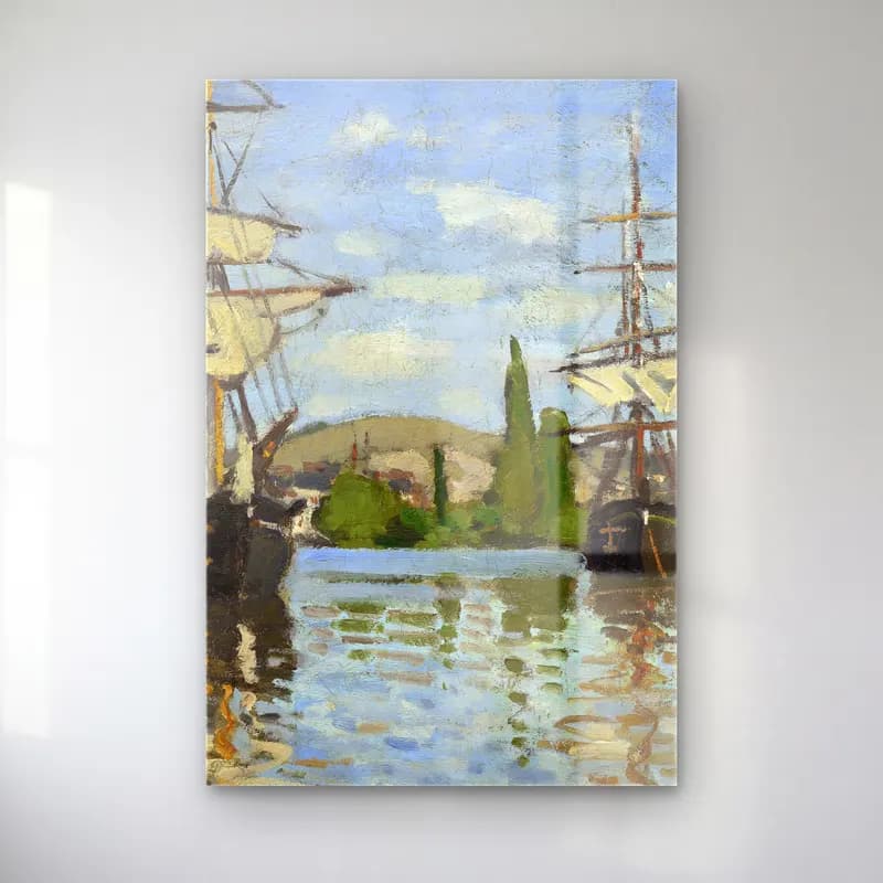 Claude Monet – Ships Riding on the Seine at Rouen cam tablo — Claude Monet – Ships Riding on the Seine at Rouen — empresyonist liman ve tekneler
