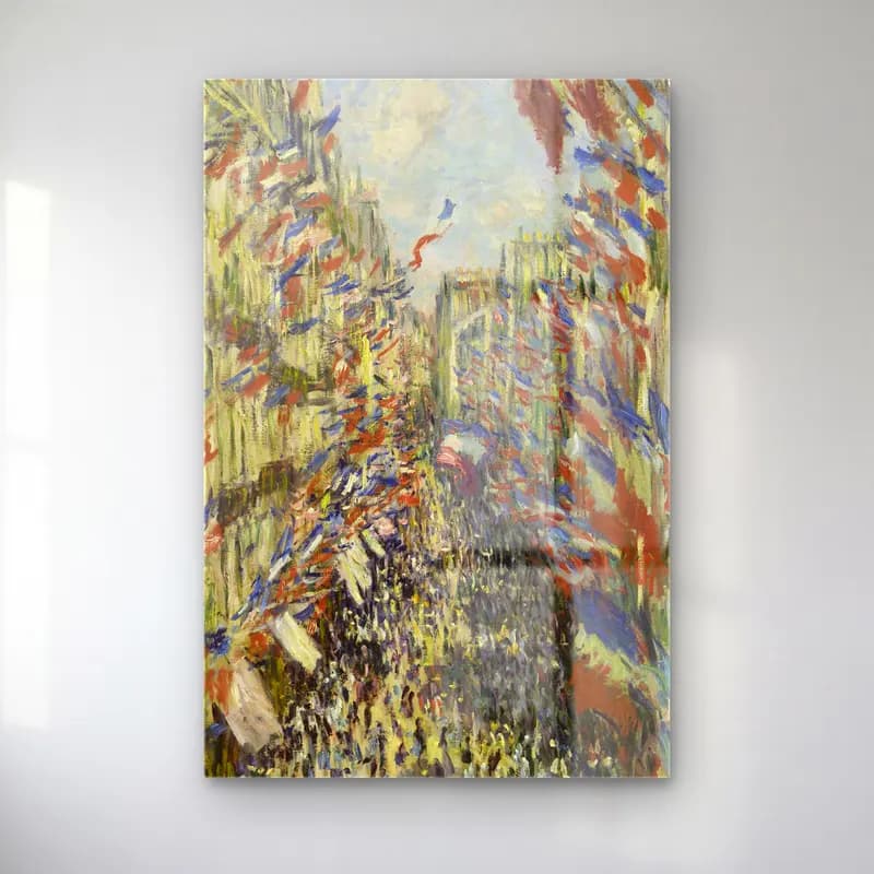Claude Monet – The Rue Montorgueil in Paris. Celebration of June 30 cam tablo — Claude Monet – The Rue Montorgueil in Paris. Celebration of June 30 — empresyonist kalabalık cadde