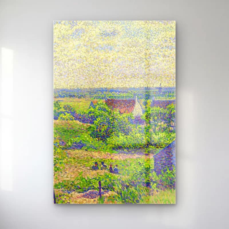 Theo van Rysselberghe – Paysage Avec Maisons cam tablo — Theo van Rysselberghe – Paysage Avec Maisons — empresyonist köy sokağı