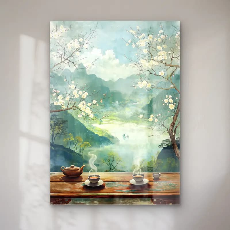 Pastel Göl ve Dağlar cam tablo — Pastel Göl ve Dağlar — pastel göl ve dağlar